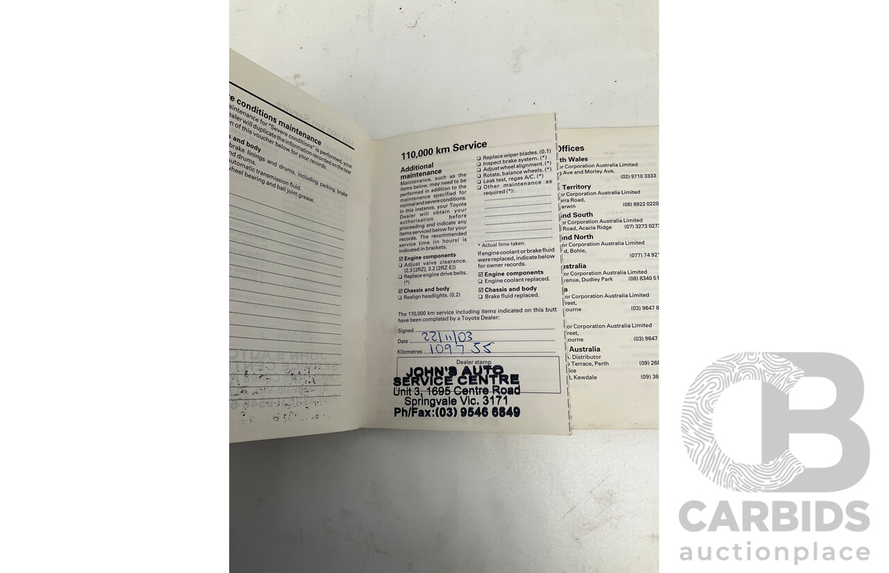 10/1997 Toyota Hiace Commuter RZH125 Bus White 2.4L - 11 Seater Bus