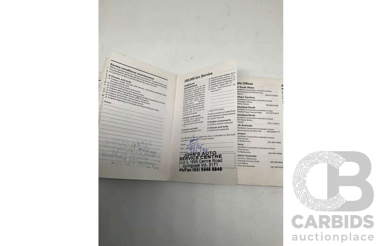 10/1997 Toyota Hiace Commuter RZH125 Bus White 2.4L - 11 Seater Bus