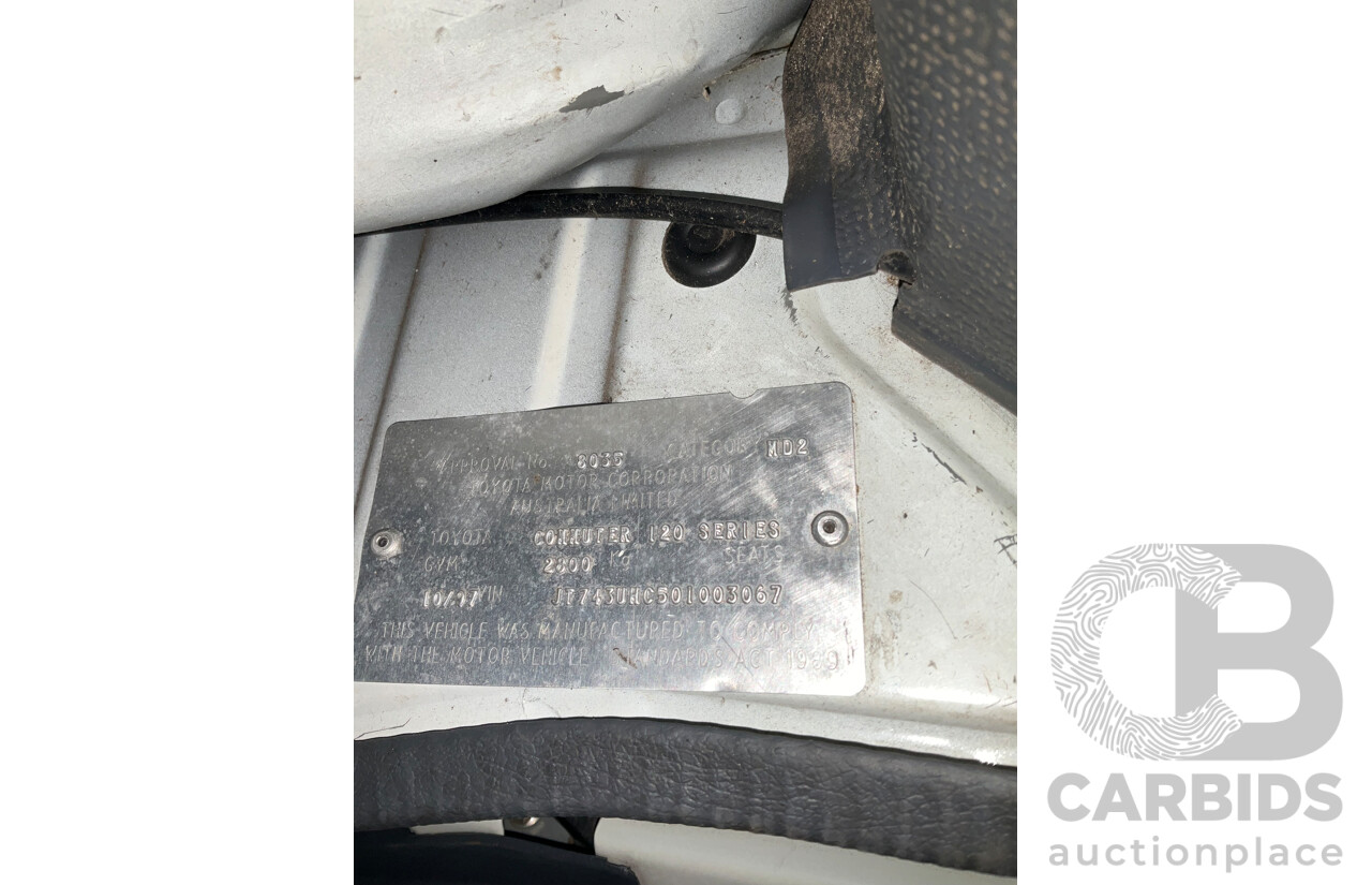 10/1997 Toyota Hiace Commuter RZH125 Bus White 2.4L - 11 Seater Bus