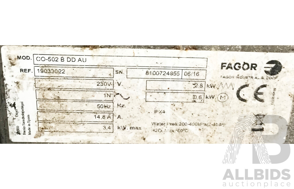 Fagor Evo-Concept Undercounter Dishwasher