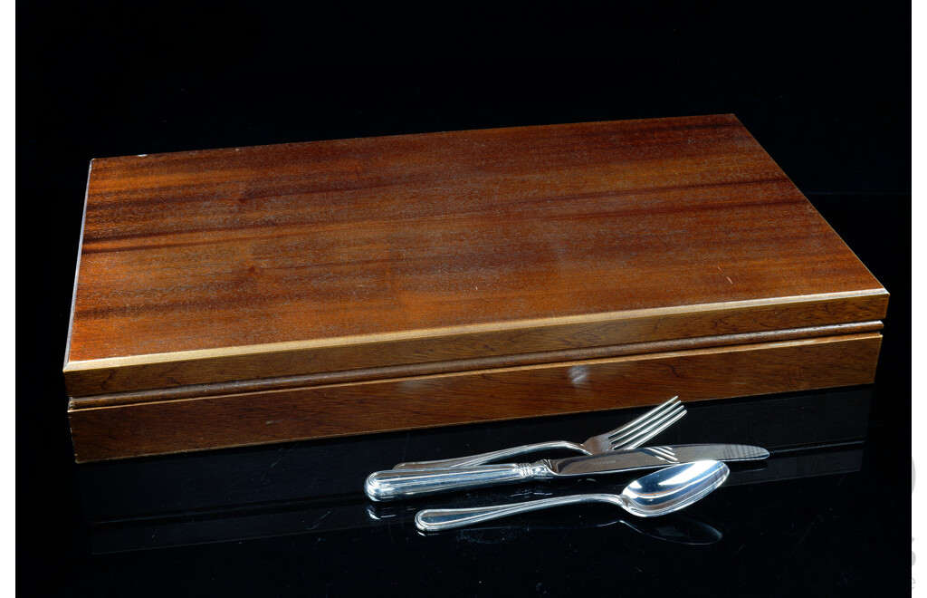 Rodd Heirloom Design Flatwear Set for Eight in Original Mahogany Veneer Canteen