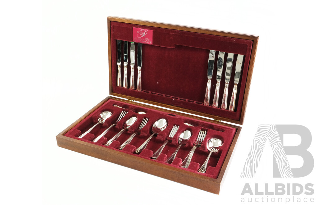 Rodd Heirloom Design Flatwear Set for Four in Original Mahogany Veneer Canteen