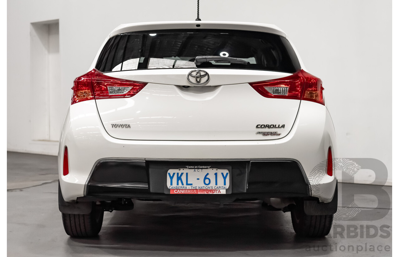 10/2014 Toyota Corolla Ascent Sport ZRE182R 5d Hatchback Glacier White 1.8L