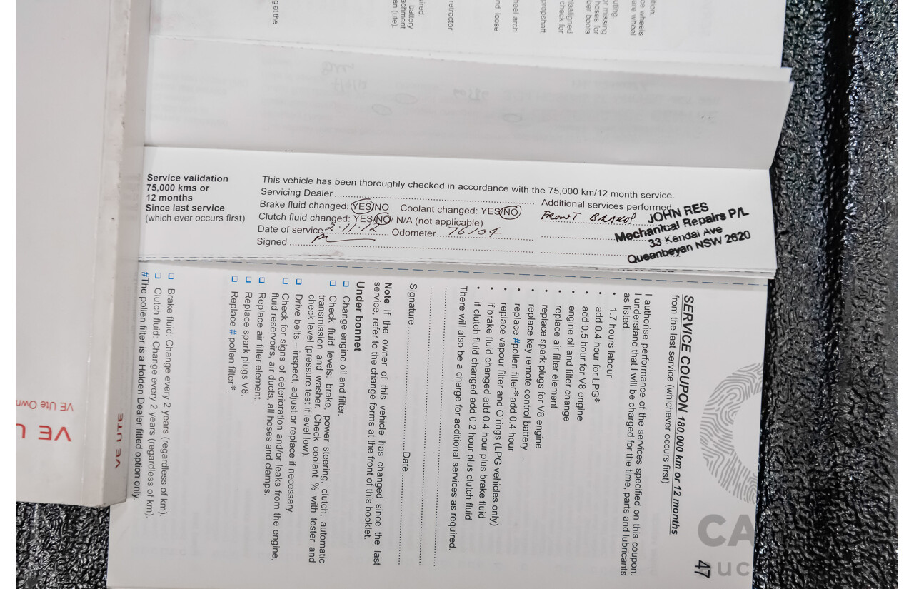 3/2010 Holden Commodore SS VE MY10 Utility Black Sapphire Metallic LS3 V8 6.2L