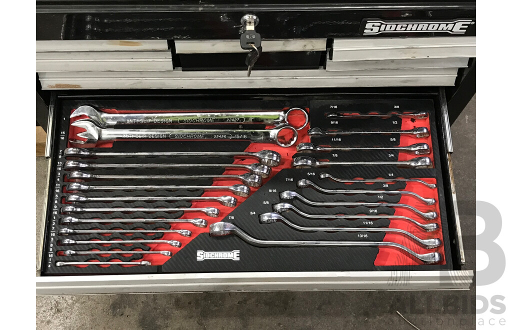 Sidchrome Eight Drawer Tool Chest with Various Sidchrome Tools