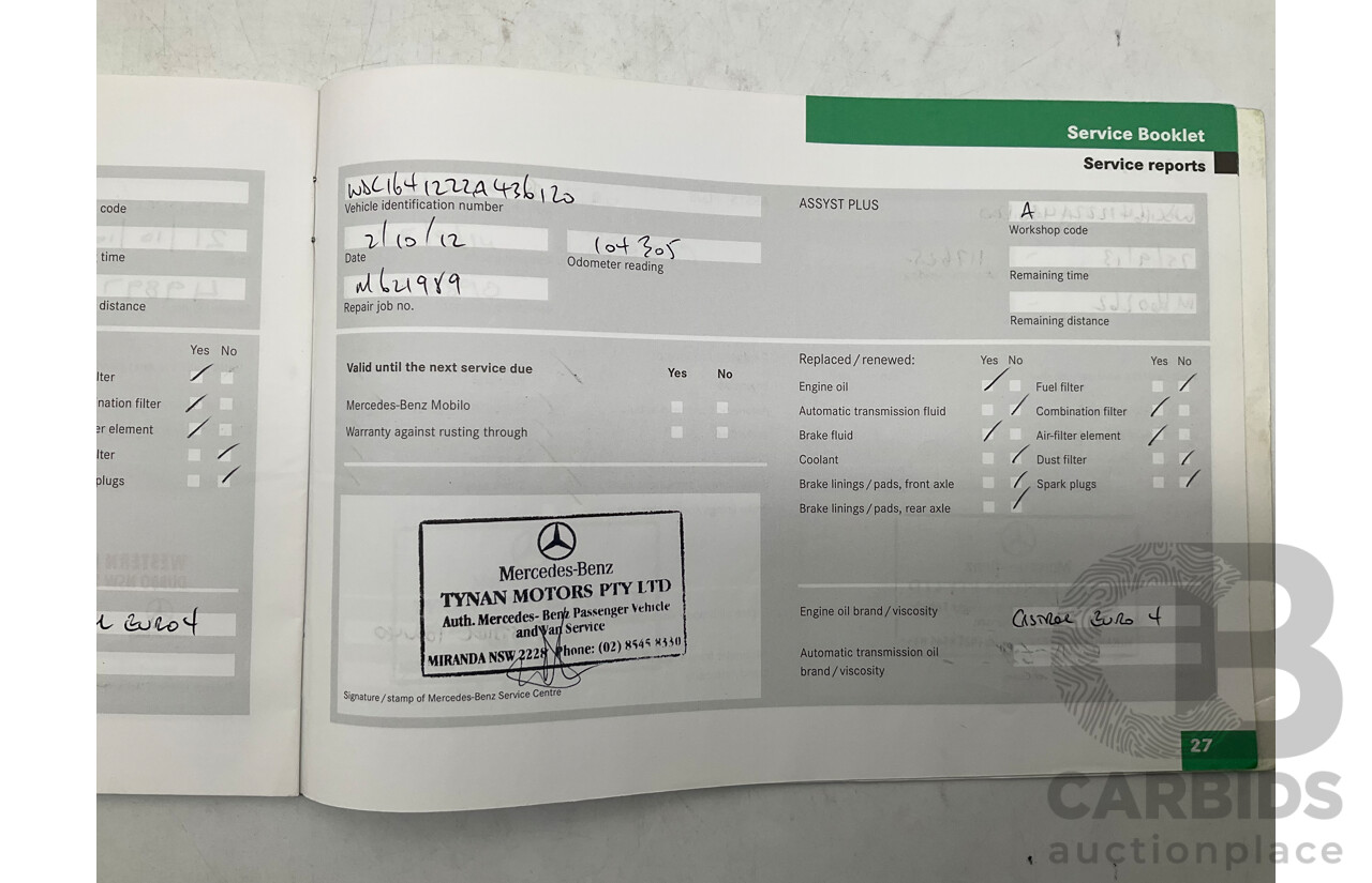 7/2008 Mercedes Benz ML320 CDI Edition 10 (4x4) W164 MY08 4d Wagon White Turbo Diesel V6 3.0L