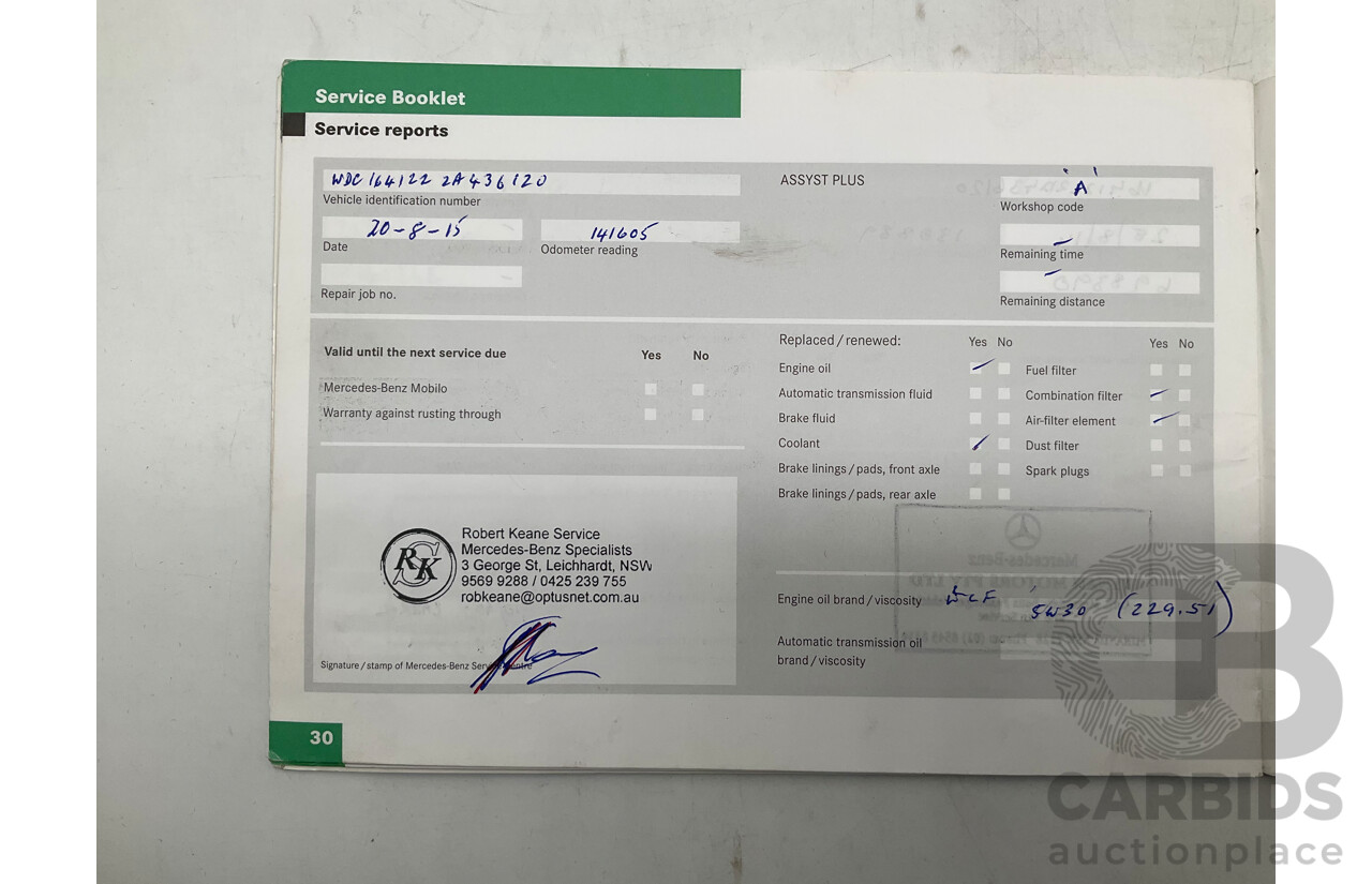 7/2008 Mercedes Benz ML320 CDI Edition 10 (4x4) W164 MY08 4d Wagon White Turbo Diesel V6 3.0L