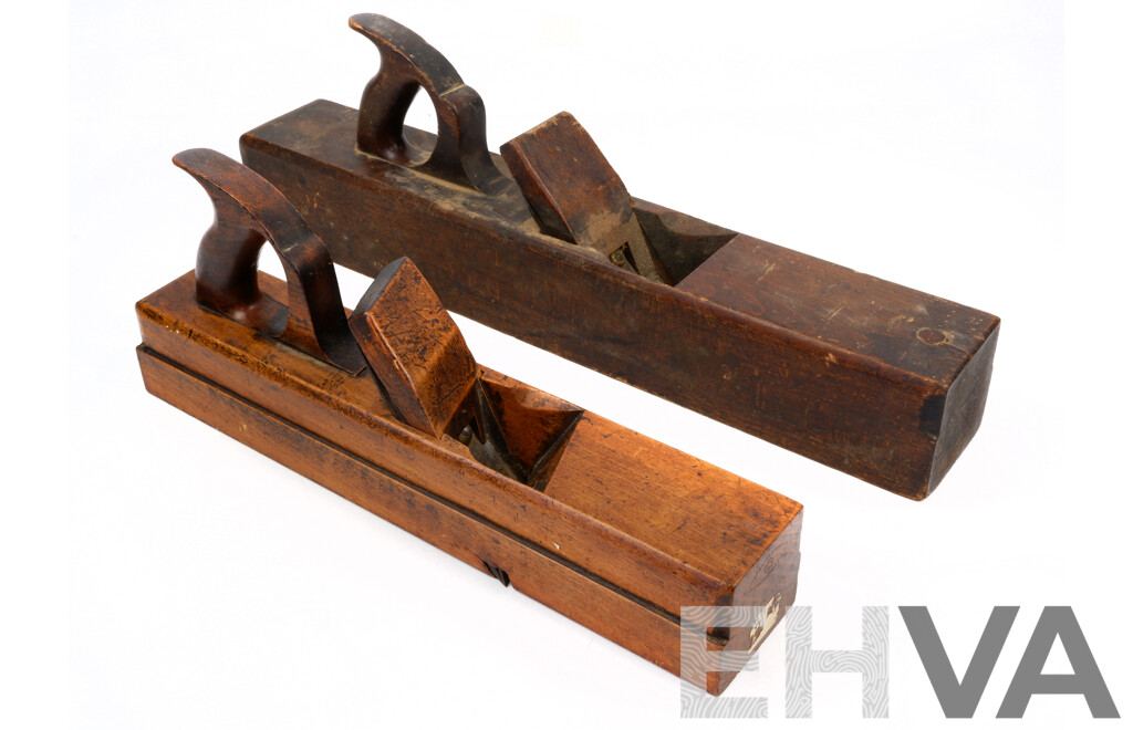 Antique Timber Carpenters Plane with Mathieson & Sons Blade and Block Plane with Sorby Blade