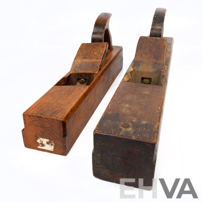Antique Timber Carpenters Plane with Mathieson & Sons Blade and Block Plane with Sorby Blade