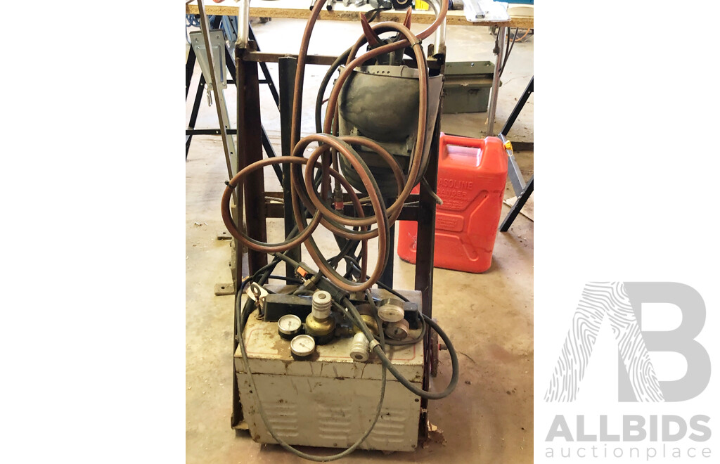 Vintage MIG Mate Mig Welder Made in Britain on Trolley with Welders Mask and Pressure Gauges