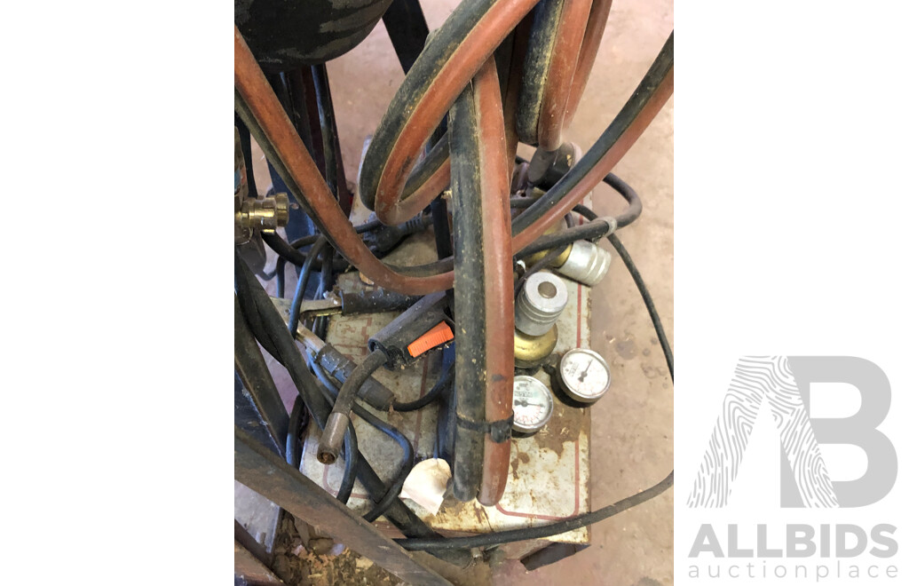 Vintage MIG Mate Mig Welder Made in Britain on Trolley with Welders Mask and Pressure Gauges