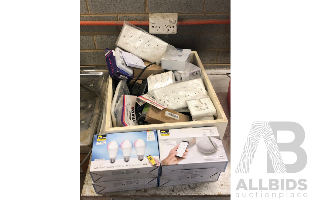 Assortment of Brilliant Smart Home Light Bulbs, Power Points and and Switches