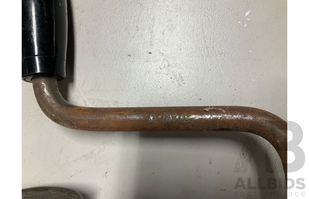 Collection of Wood Working Hand and Crank Drills, Scribe, Thread Box and Pencils Including Stanley