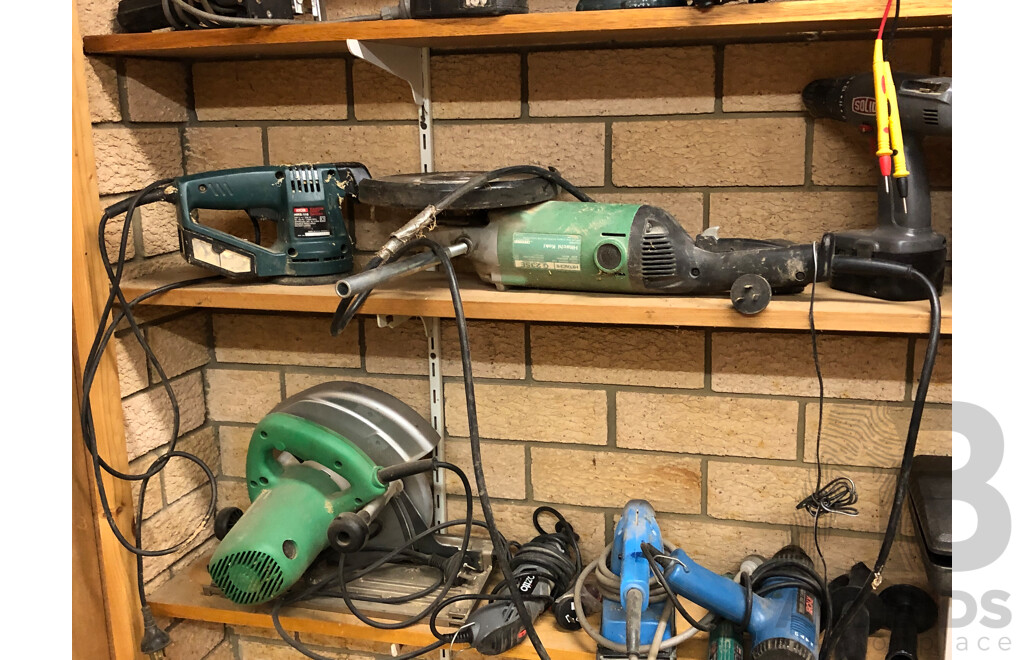 Large Collection of Power Tools Including but Not Limited to Hitachi, Ozito and Black and Decker