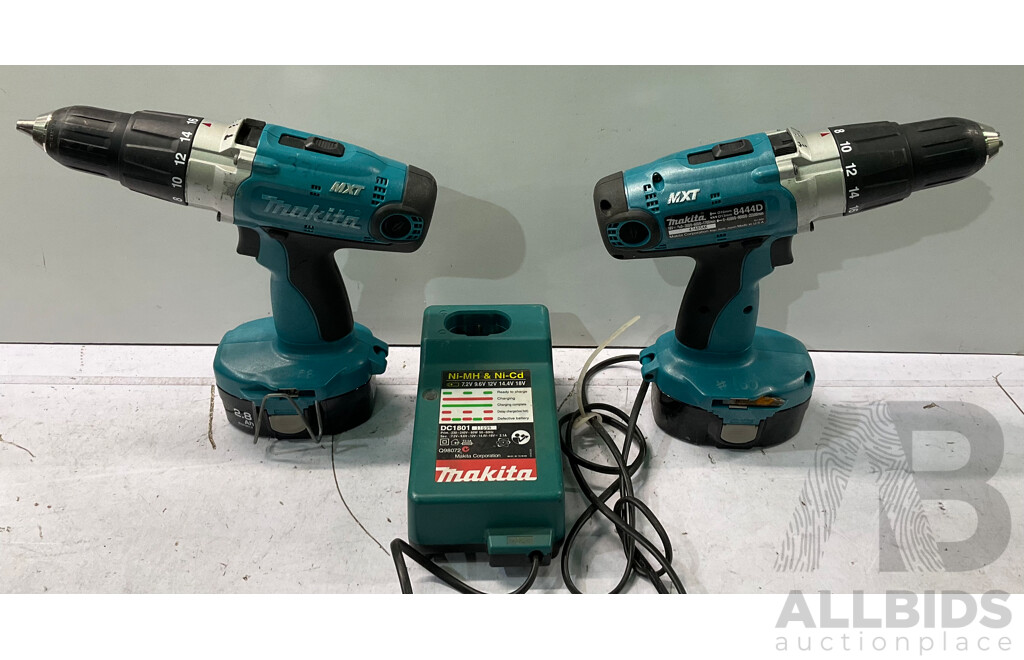 MAKITA (8444D) Chuck Drill 18v (X2) W/ Charger - Lot of 3 - Total ORP $564.99