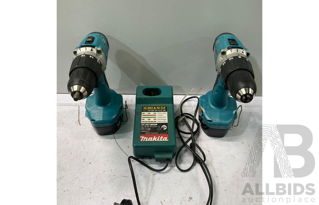 MAKITA (8444D) Chuck Drill 18v (X2) W/ Charger - Lot of 3 - Total ORP $564.99