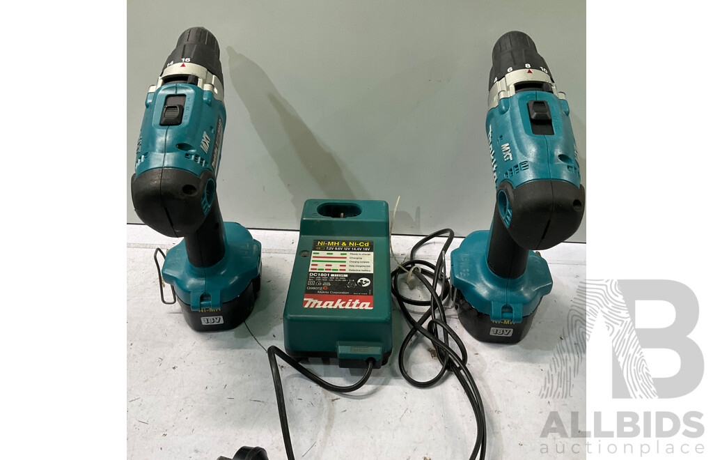 MAKITA (8444D) Chuck Drill 18v (X2) W/ Charger - Lot of 3 - Total ORP $564.99