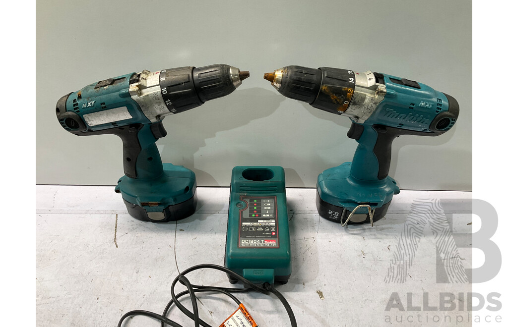 MAKITA (8444D) Chuck Drill 18v (X2) W/ Charger - Lot of 3 - Total ORP $564.99