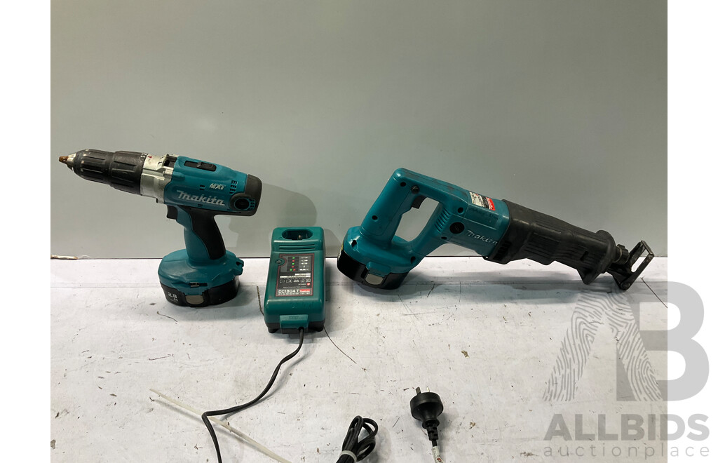 MAKITA (8444D) Chuck Drill 18v & MAKITA (JR180D) Reciprocating Saw 18v W/ Charger - Lot of 3 - Total ORP $519.00