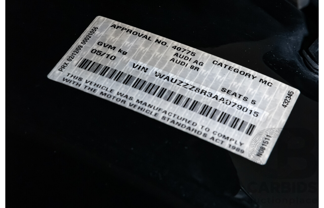 5/2010 Audi Q5 2.0 TDI Quattro (AWD) 8R MY10 4d Wagon Metallic Black Turbo Diesel 2.0L