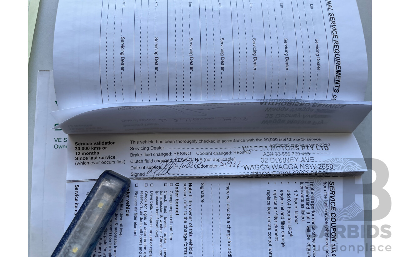 10/2010 Holden Commodore SV6 VE II 4d Sedan Green 3.6L