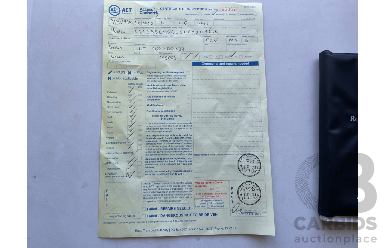 10/2010 Holden Commodore SV6 VE II 4d Sedan Green 3.6L