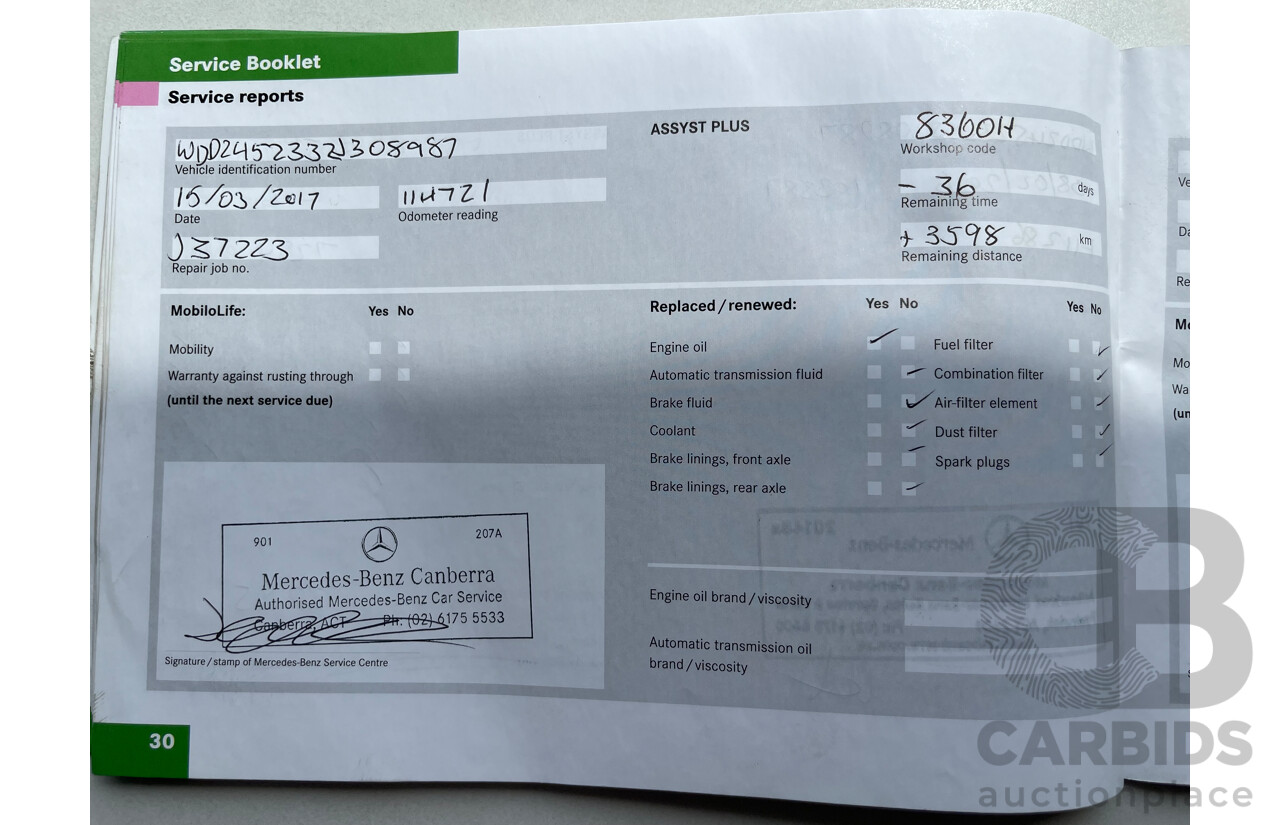 1/2008 Mercedes-Benz B200  245 08 UPGRADE 5d Hatchback Silver 2.0L