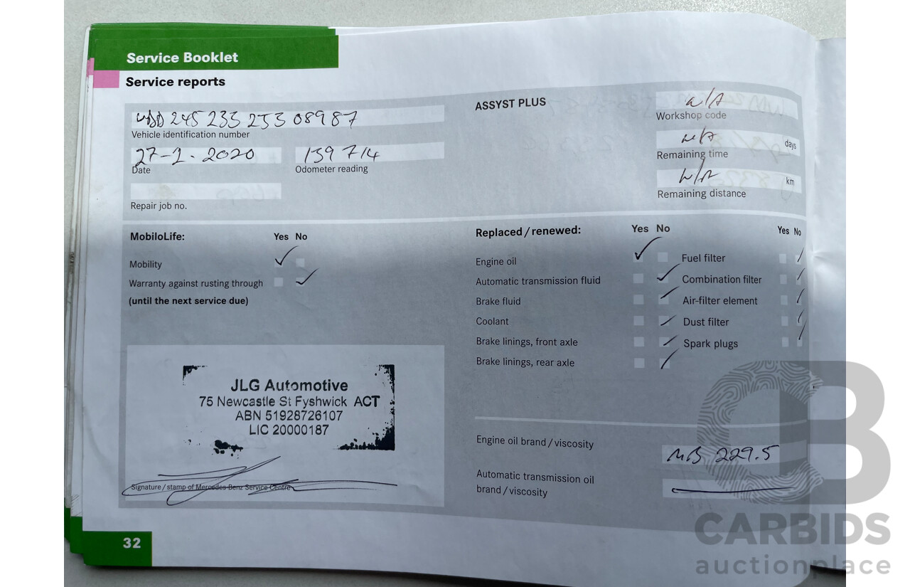 1/2008 Mercedes-Benz B200  245 08 UPGRADE 5d Hatchback Silver 2.0L