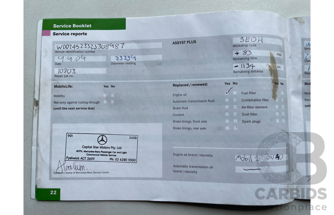 1/2008 Mercedes-Benz B200  245 08 UPGRADE 5d Hatchback Silver 2.0L