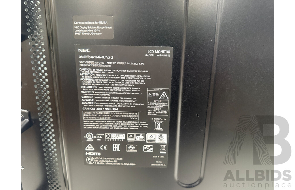 NEC MultiSync X464UNS LED Monitor