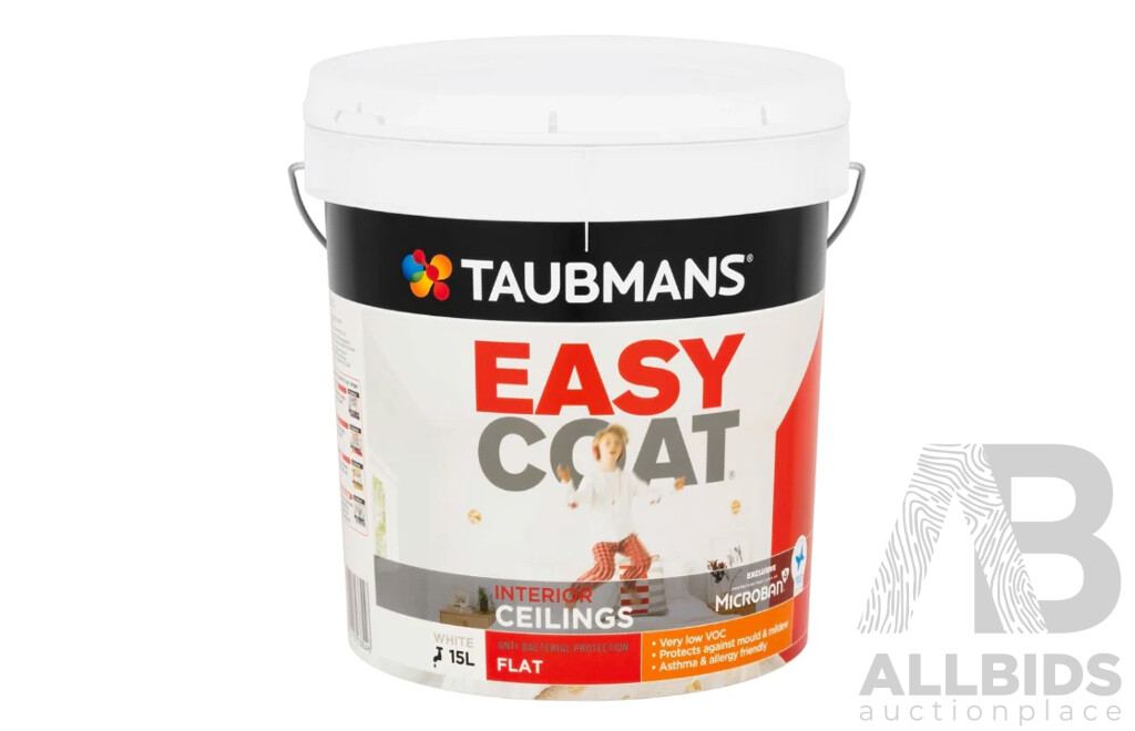 TAUBMANS Easy Coat Interior Ceiling Flat White  Paint 15L - Lot of 6 - Total ORP $945.00