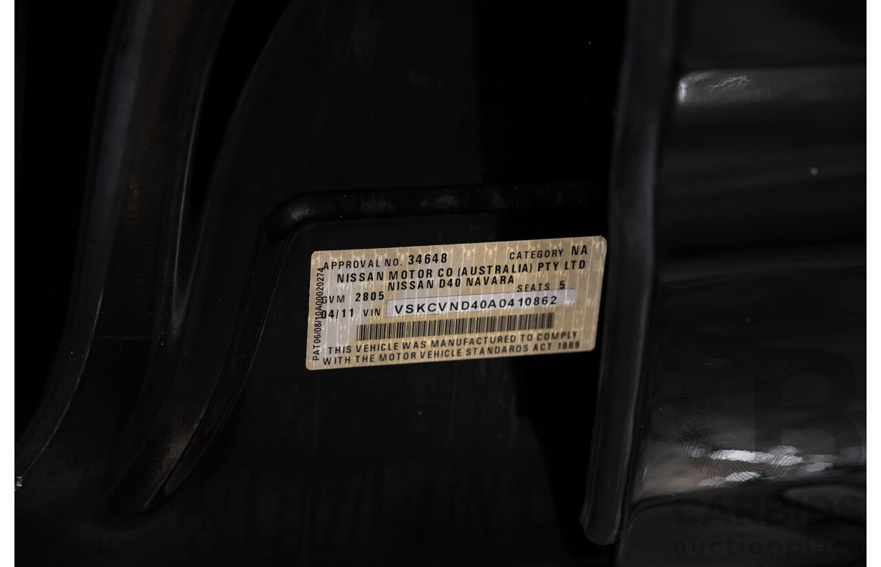4/2011 Nissan Navara ST-X (4x4) D40 SERIES 4 Dual Cab P/Up Black Turbo Diesel 2.5L