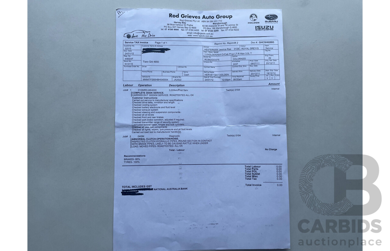 12/2011 Holden Colorado LT-R (4x4) RC MY11 Dual Cab P/Up Grey 3.0L