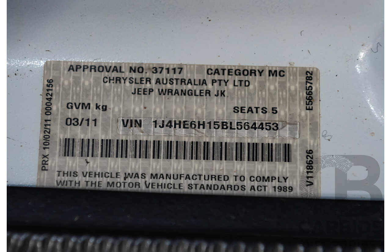 3/2011 Jeep Wrangler Unlimited Rubicon (4x4) JK MY11 4d Softtop White 3.8L - Modified