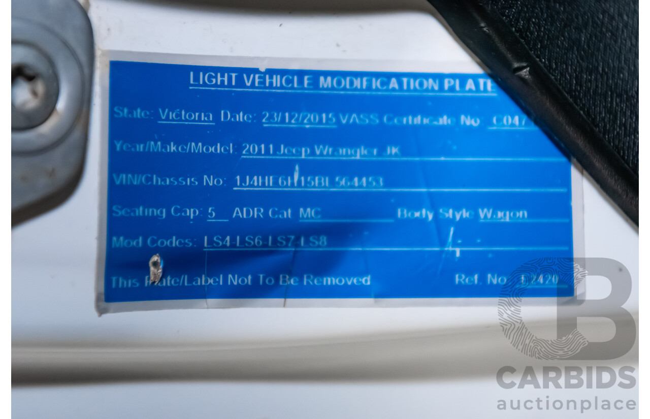 3/2011 Jeep Wrangler Unlimited Rubicon (4x4) JK MY11 4d Softtop White 3.8L - Modified