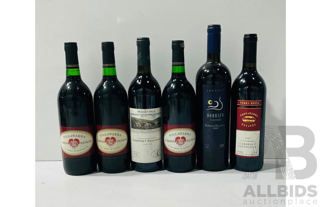 Collection of Six Bottles of Cabernet Sauvignon Including Bottles From Corrine Vineyard, Coonawarra Estate and More