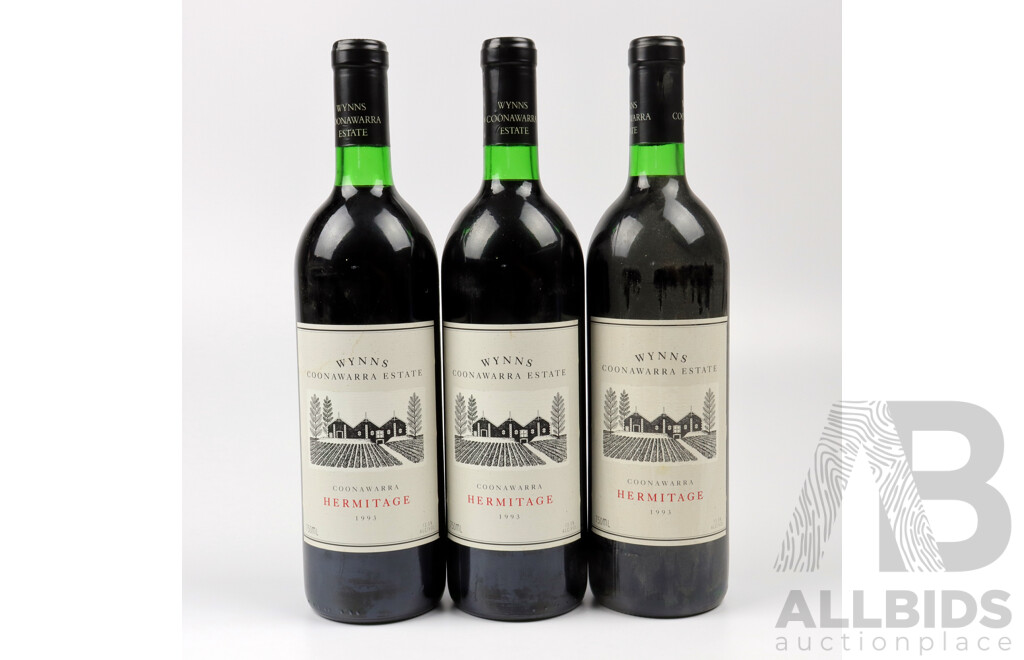 Wynns Coonawarra Hermatige Shiraz 1993 X 3