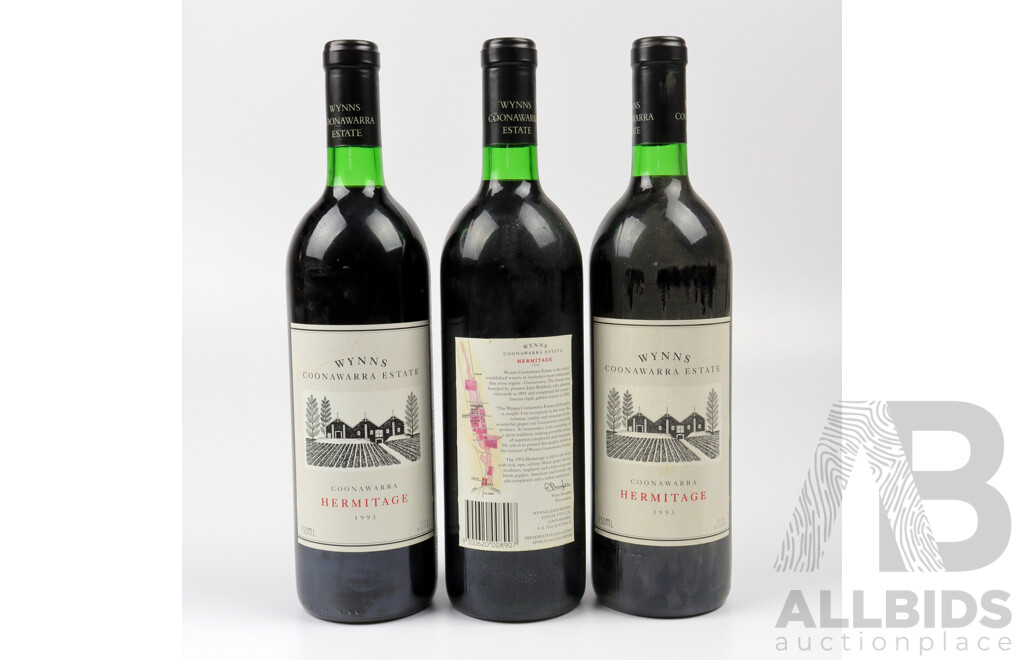 Wynns Coonawarra Hermatige Shiraz 1993 X 3