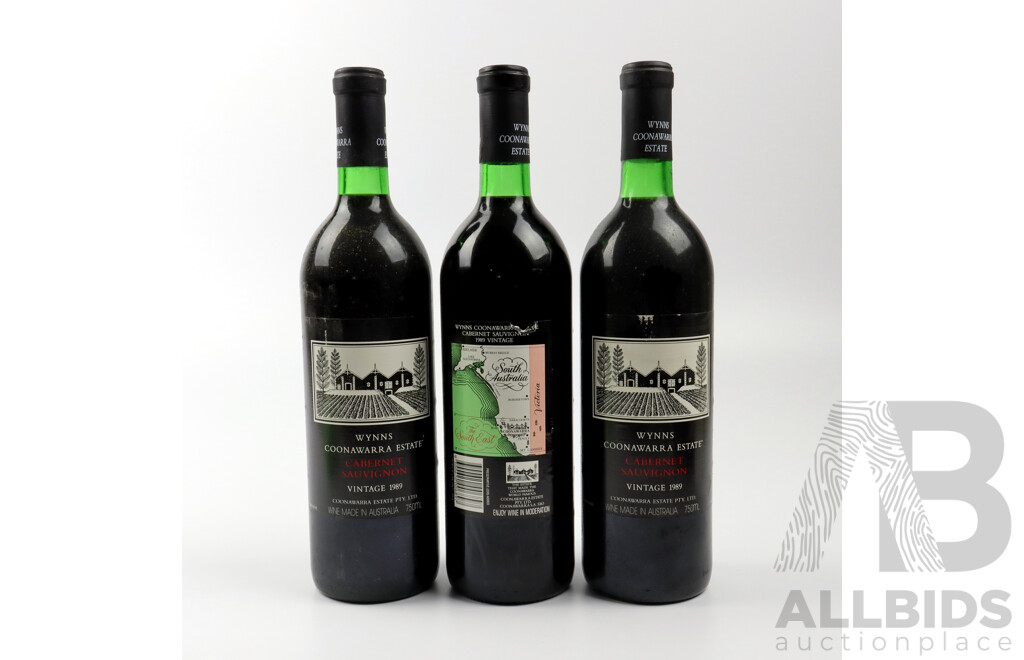 Wynns Coonawarra Hermatige Shiraz 1989 X 3