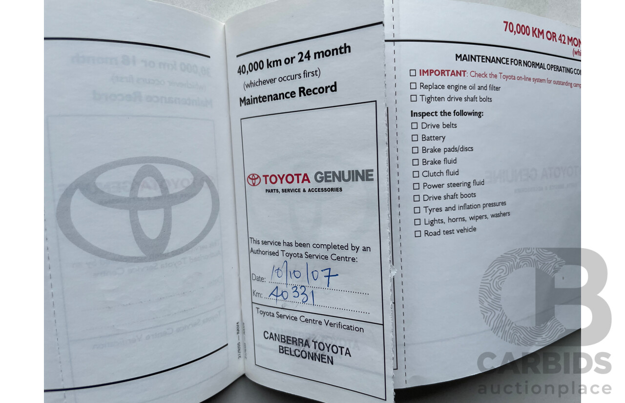 01/06 Toyota Rav4 CV (4x4) 4WD ACA33R 4D Wagon Blue 2.4L