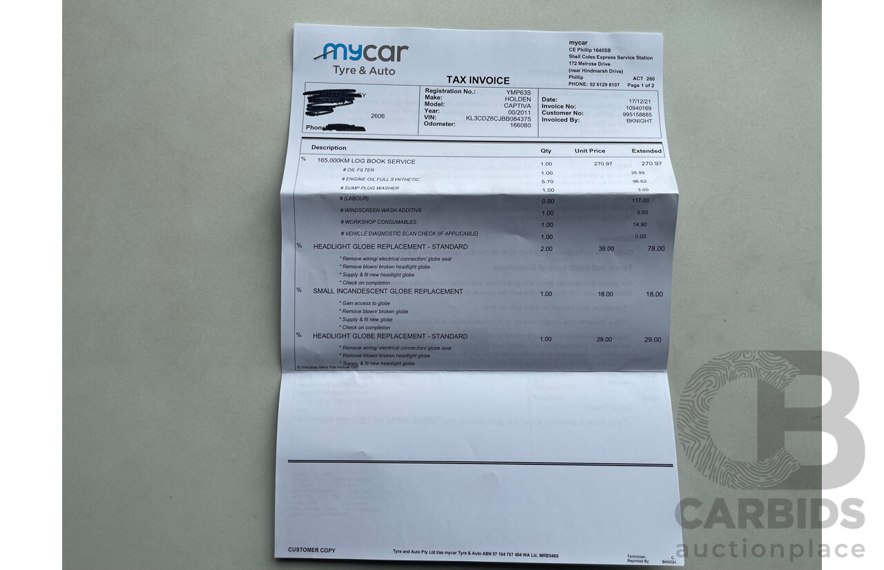 10/2011 Holden Captiva 7 LX (4x4) CG SERIES II 4d Wagon White 3.0L