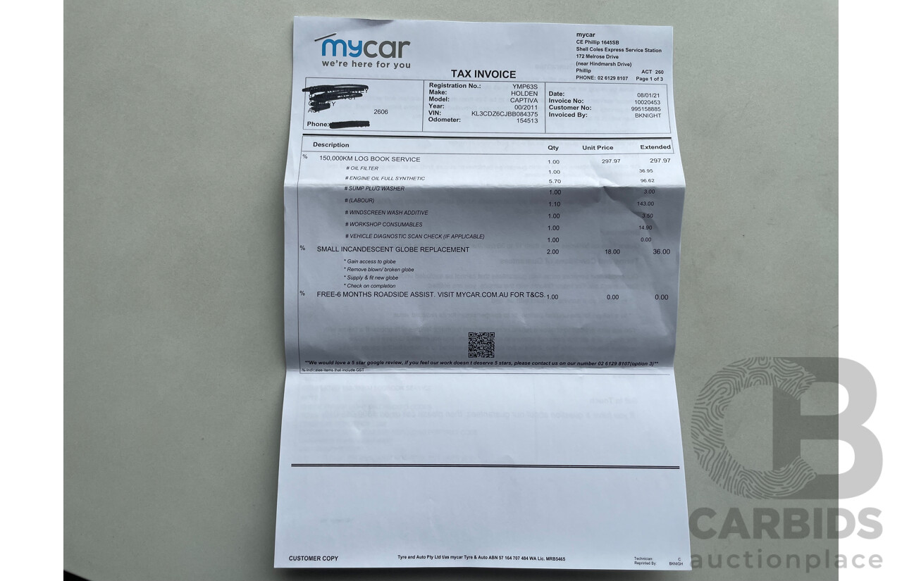 10/2011 Holden Captiva 7 LX (4x4) CG SERIES II 4d Wagon White 3.0L