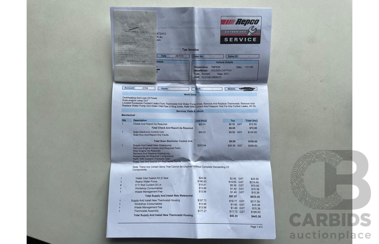 10/2011 Holden Captiva 7 LX (4x4) CG SERIES II 4d Wagon White 3.0L