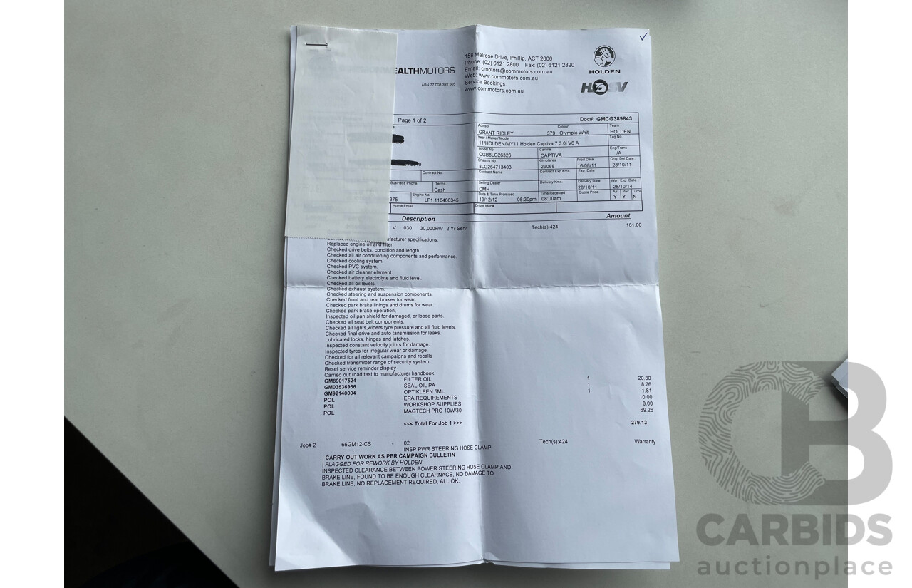 10/2011 Holden Captiva 7 LX (4x4) CG SERIES II 4d Wagon White 3.0L