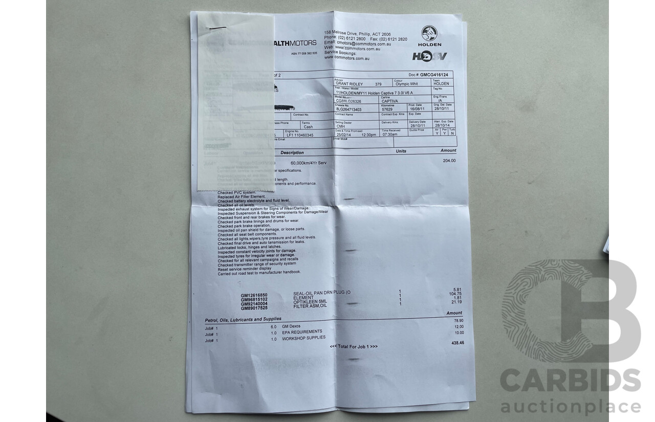 10/2011 Holden Captiva 7 LX (4x4) CG SERIES II 4d Wagon White 3.0L