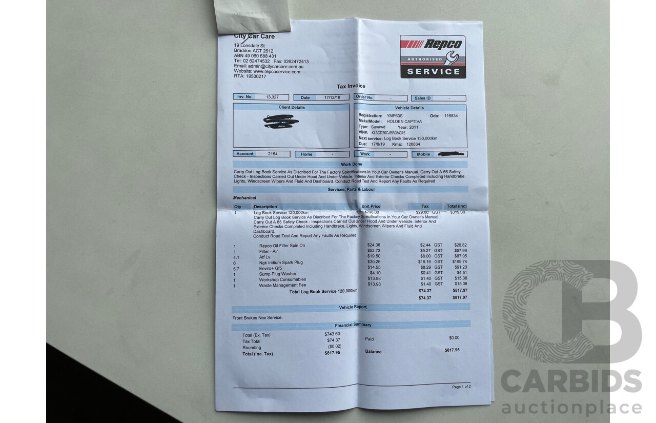 10/2011 Holden Captiva 7 LX (4x4) CG SERIES II 4d Wagon White 3.0L