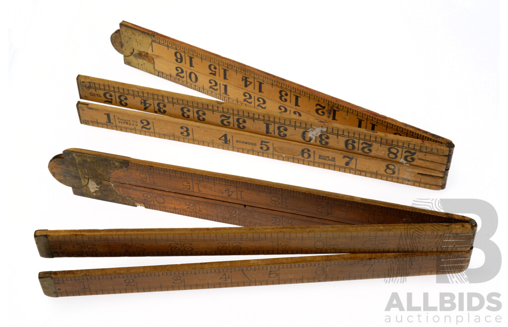 Two English Made Boxwood Foldeing Rules with Brass Hinging
