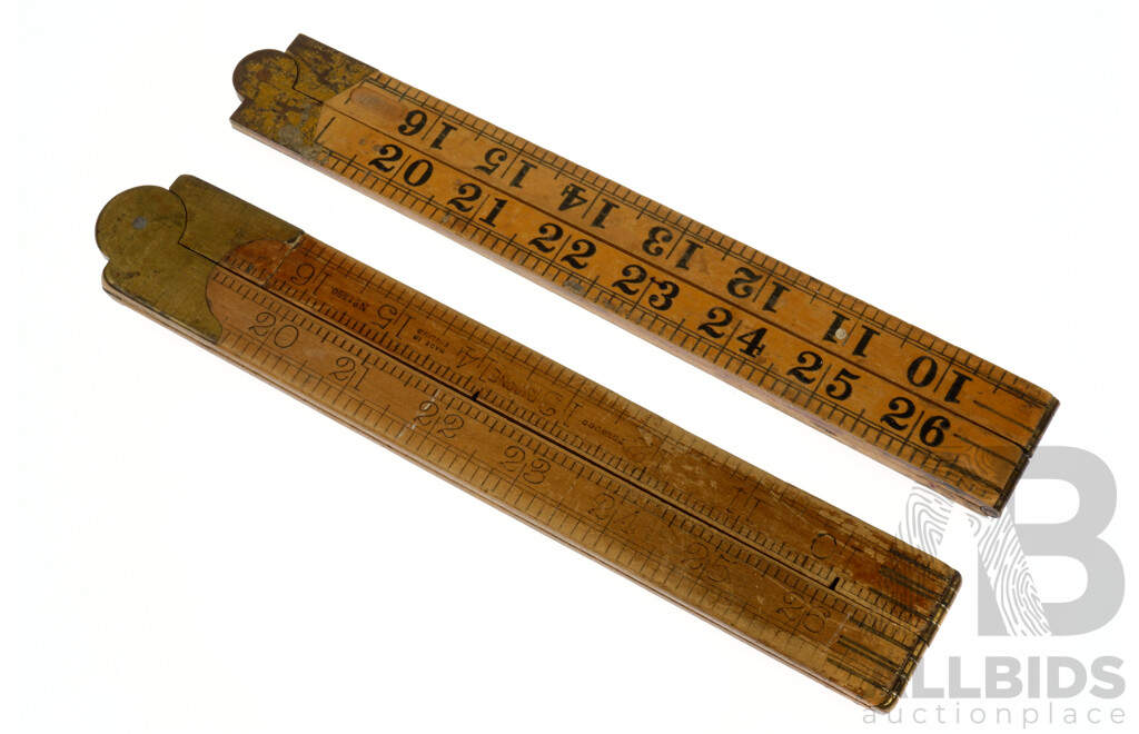 Two English Made Boxwood Foldeing Rules with Brass Hinging