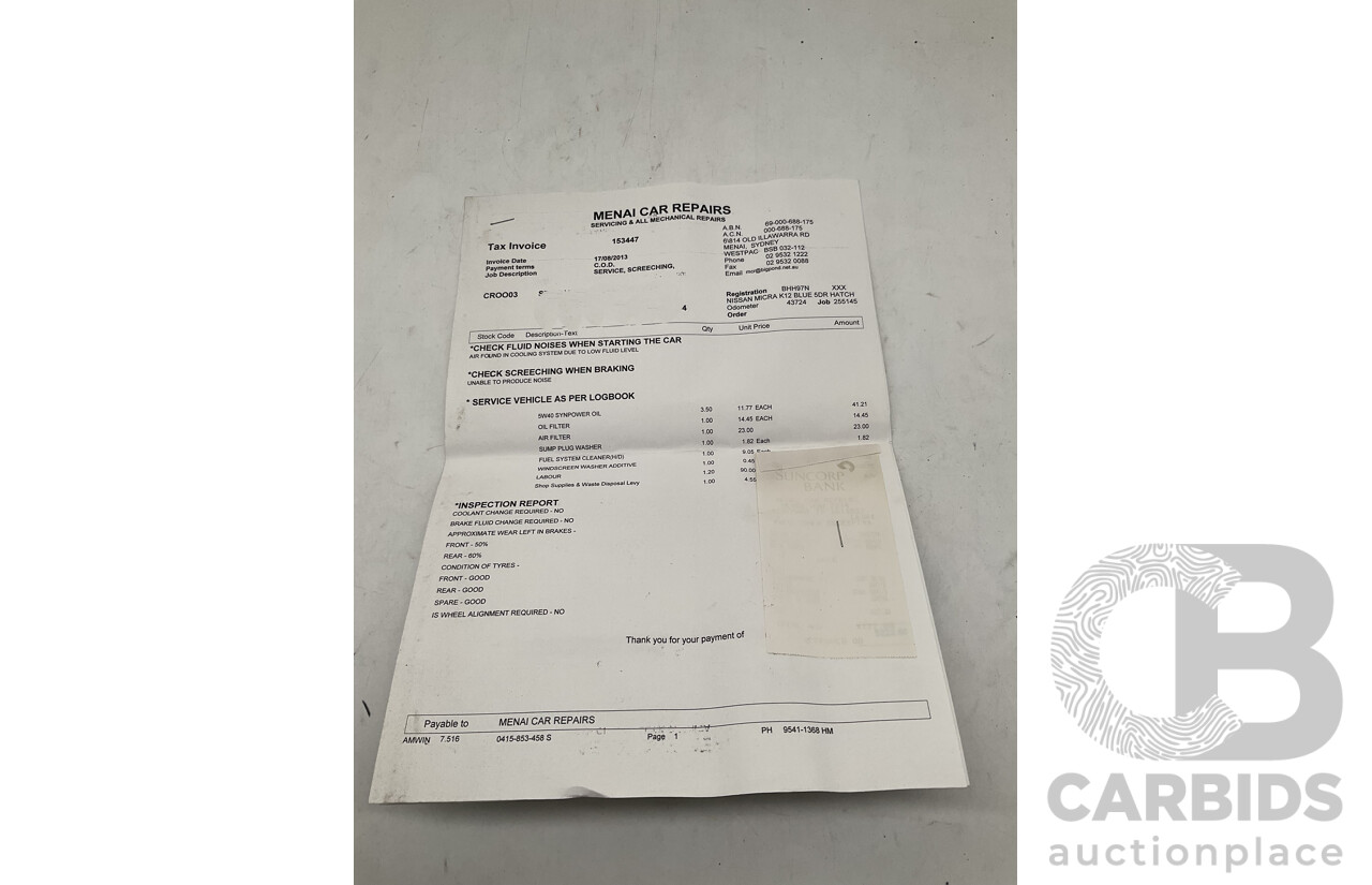 10/2008 Nissan Micra K12 5D Hatchback Blue 1.4L