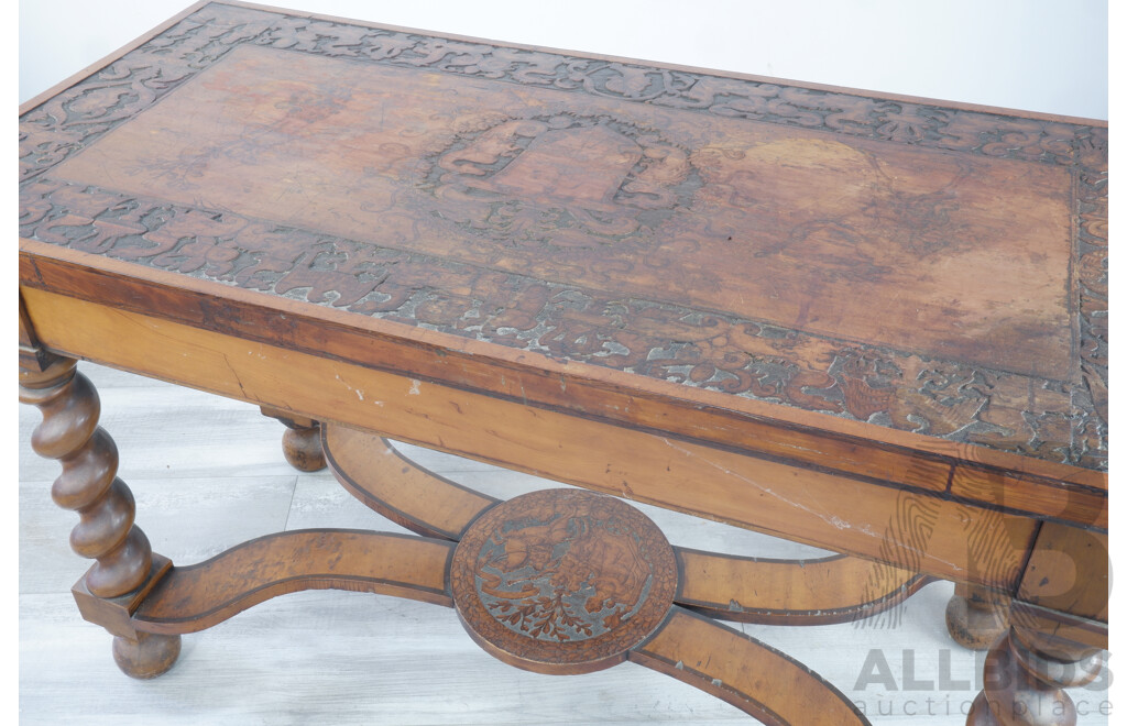 19th Century Italian Renaissance Carved Barley Twist Refractory Table